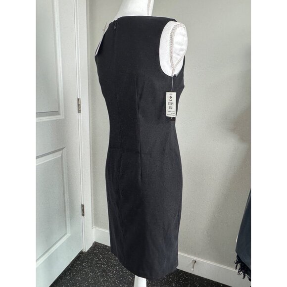 AGB Petite 2-Piece Black Sheath Dress With Vibrant Abstract Print Bolero Jacket - Picture 6 of 16